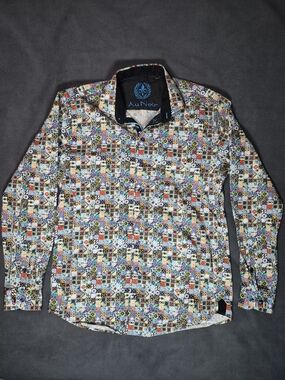 Au Noir Multicolor Mosaic Print Men's Button-Down Shirt